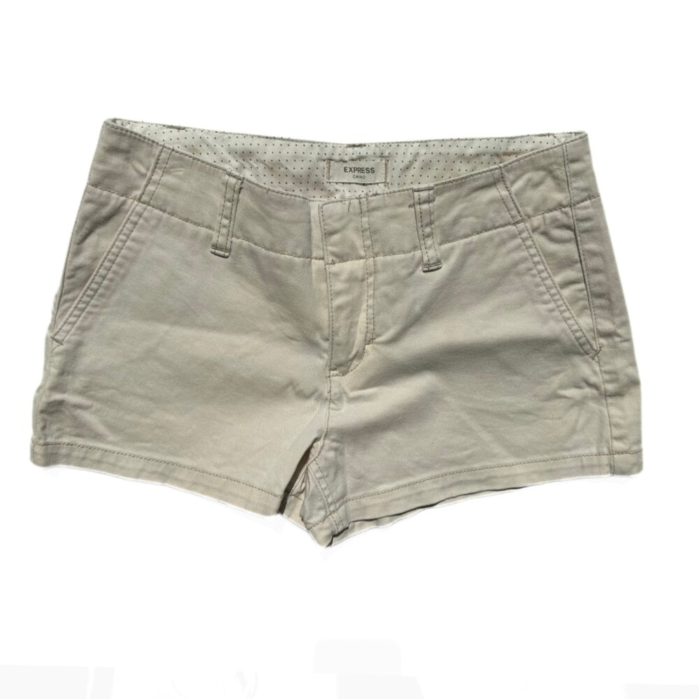 Express Chino Stretch Tan Cotton Cuffed Hem Shorts Women’s Size 2